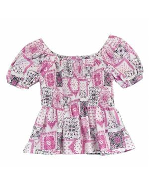 Cowboy Hardware Girl's Bandana Print Smock Top - Purple