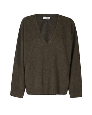 Roberto Collina Military V-Neck Superfine Merino Wool Sweater - Green
