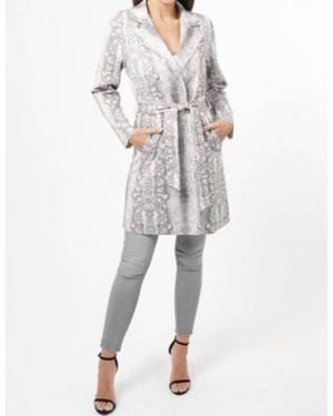 Love Token Kobe Snake Print Coat - White