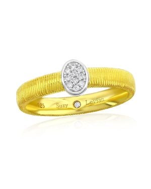 Suzy Levian Sterling Cubic Zirconia Oval Coil Ring - Yellow