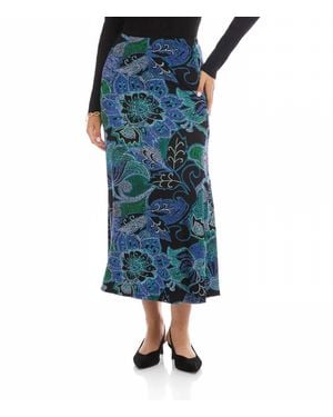 Karen Kane Sutton Side-Slit Midi Skirt - Blue