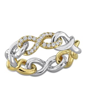 Mimi & Max Created Forever 1/5Ct Tw Lab-Grown Diamond Infinity Ring Two-Tone Sterling - Metallic