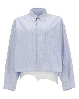 A.P.C. Sophia Cropped Pinstripe Organic Cotton Shirt - Blue