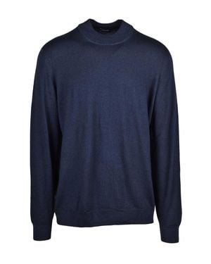 Drumohr Extrafine Merino Wool Stand-Collar Pullover - Blue