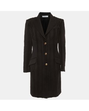Versace Collection Jacquard Mid-Length Coat - Black