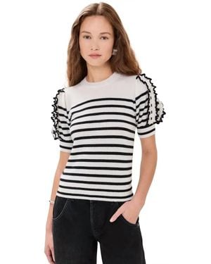 Ulla Johnson Ottilie Luxe Ribbed Cashmere Puff Sleeve Sweater - Black