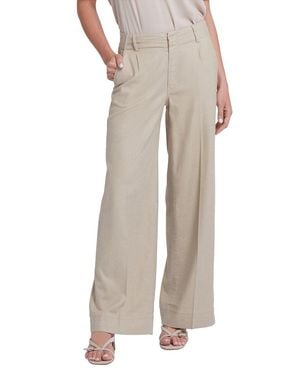 NYDJ Mona Feather Linen-Blend Wide Leg Jean - Natural