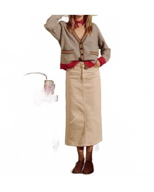 The Great Column Midi Skirt - Natural