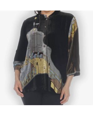 Squeeze De Citron Edo Of Life Silk Velvet Blouse - Black