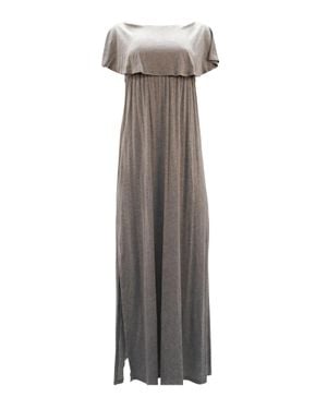 Alice + Olivia Off Shoulder Slit Dress - Gray