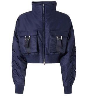Pinko Cropped Utility Jacket With High Collar And Flap Pockets - Blue