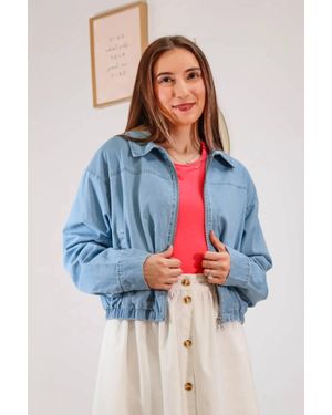 Sadie & Sage Soft Breeze Chambraylong Sleeve Jacket - Blue