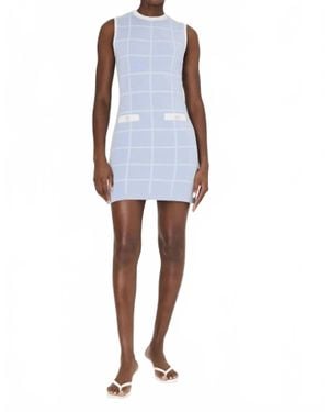 French Connection Check Sleeveless Crew Mini Dress - Blue