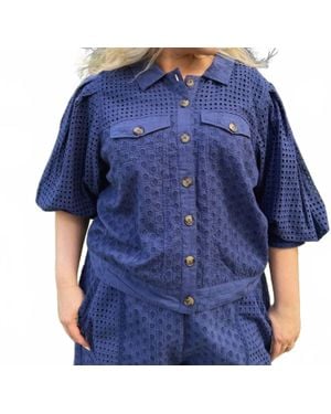 Emily Lovelock Judy Broderie Anglaise Top - Blue