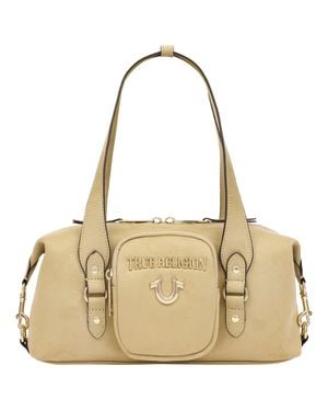 TRUE RELIGION Logo Lock Modern Flap Denim Crossbody Bag - Metallic