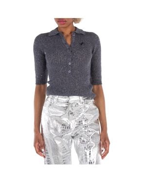 ROTATE BIRGER CHRISTENSEN Ladies Magnet Sequin Knit Polo Shirt - Blue