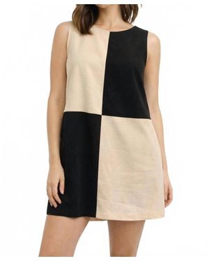 Kld. Signature Faux Suede Colorblock Dress - Black