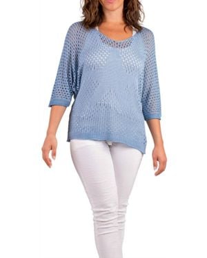 Gigi Moda Star Knit Mesh Sweater - Blue