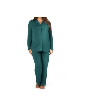 Kindred Bravely Maternity Bamboo Classic Long Sleeve And Nursing Pajama Set - Green