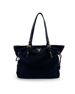 Prada Tessuto Nylon Crossbody Tote Bag Hardware - Black