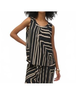 Joseph Ribkoff Silky Knit Geometric Print Sleeveless Top - Black