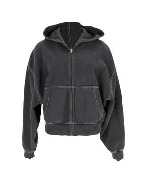 Acne Studios Logo-Embroidered Hooded Sweatshirt - Gray