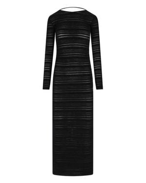 ANDREADAMO Ribbed Knit Maxi Dress - Black