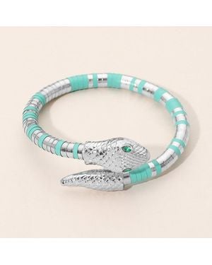 Fashnzfab Snake Wrap Disc Bead Adjustable Bracelet - Blue
