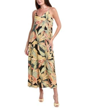 Nicole Miller Printed Palma Satin Maxi Dress - Metallic