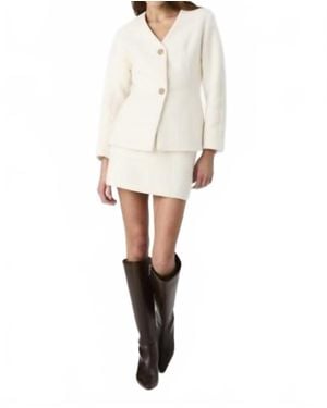 French Connection Textured Boiled Wool Jacket - White