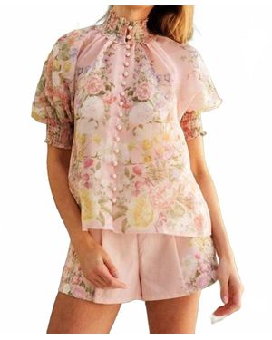 Le Cliche Flowy Blossom Button Up Top - Pink