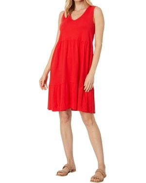 Bobi Rib V-Neck Tiered Tank Dress