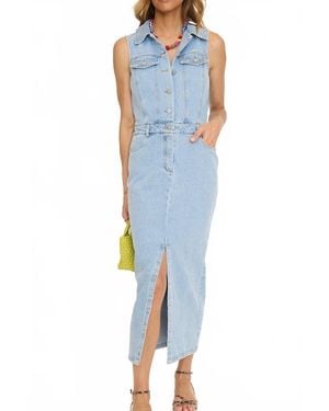 English Factory Sleeveless Maxi Denim Dress - Blue