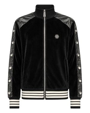 Philipp Plein Chenille Tracksuit Jacket Cocco Inserts - Black