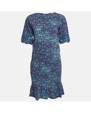 Sandro Floral Printed Jersey Spinelle Mini Dress - Blue