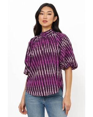 Oliphant Button Neck Blouse - Purple