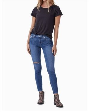 PAIGE Verdugo Ripped Ankle Skinny Jeans - Blue