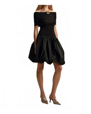 Marina Moscone Off-Shoulder Jersey Bubble Dress - Black