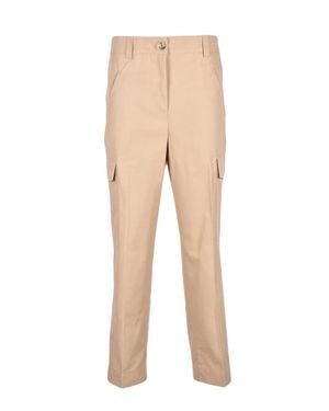Twinset Cargo Pants With Mid-Rise Waist - Natural