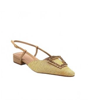Exe' Low-Heeled Slide Sandals - Metallic