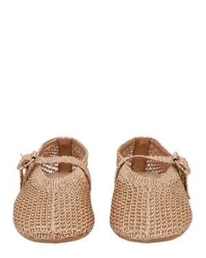 Senso Woven Fabric And Leather Flats With Slim Ankle Strap - Brown