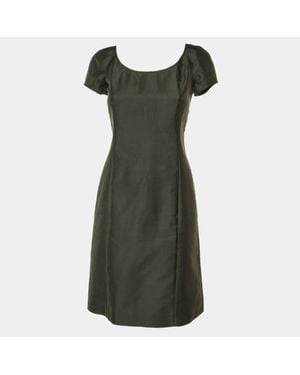 Armani Collezioni Charcoal Mulberry Silk Sheath Dress - Green