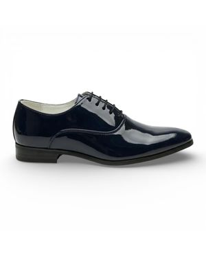 Infinity Leather Formal Patent Pu Leather Oxford Dress Brogue Shoes - Blue