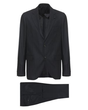 Lardini Pinstriped Tailored Wool Suit - Black