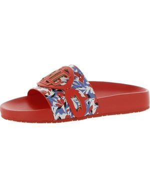 Ralph Lauren Ayden Logo Comfort Footbed Pool Slides - Red