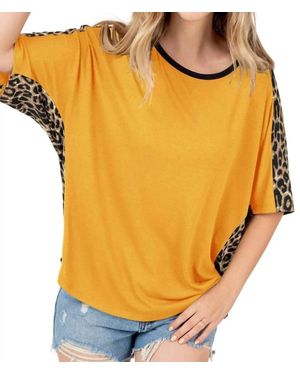shop basic Round Neck With Cheetah Tee - Yellow