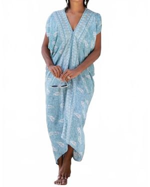 Walker & Wade Santorini Kaftan Midi Dress - Blue