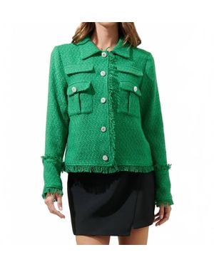 Sugarlips Tweed Button Down Blazer - Green