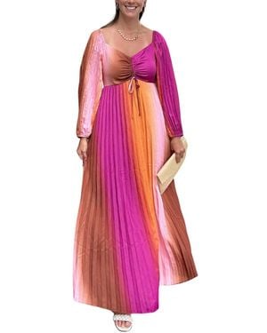 Skies Are Blue Ombre Pleated Dress - Pink