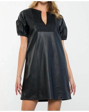 Thml Short Sleeve Faux Leather Dress - Black